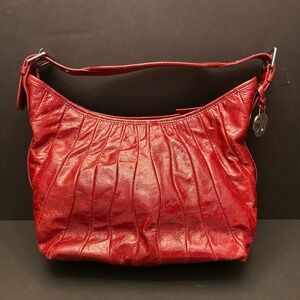 Stuart Weitzman Cala Medium Bucket Bag Claret Red Glass Patent Leather NEW